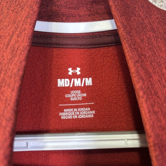 Under Armour Sweatshirt Lot of Two Mens Medium Red 1/4 Zip Fleece Pullover - Picture 3 of 8
